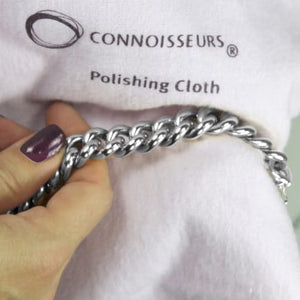 Connoisseurs Silver Jewellery and Watch Polishing Cloth - Pewter & Black