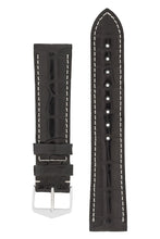 Load image into Gallery viewer, Hirsch Connoisseur Genuine Alligator Watch Strap in Black (with Polished Silver Steel H-Tradition Buckle)
