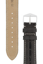 Load image into Gallery viewer, Hirsch Connoisseur Genuine Alligator Watch Strap in Black (Tapers &amp; Buckle)