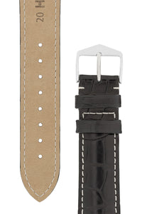 Hirsch Connoisseur Genuine Alligator Watch Strap in Black (Tapers & Buckle)