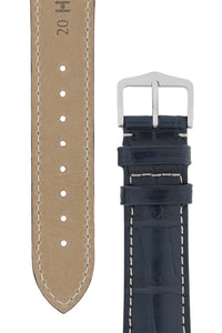 Hirsch Connoisseur Genuine Alligator Watch Strap in Blue (Tapers & Buckle)