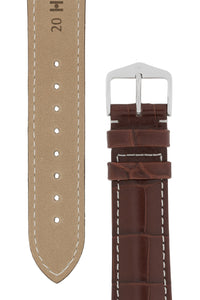 Hirsch Connoisseur Genuine Alligator Watch Strap in Brown (Tapers & Buckle)