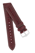 Load image into Gallery viewer, Hirsch Connoisseur Genuine Alligator Watch Strap in Burgundy