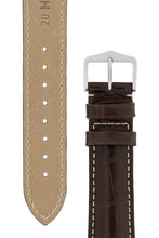 Load image into Gallery viewer, Hirsch Connoisseur Genuine Alligator Watch Strap in Dark Brown (Tapers &amp; Buckle)