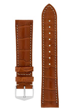 Load image into Gallery viewer, Hirsch Connoisseur Genuine Alligator Watch Strap in Gold Brown (with Polished Silver Steel H-Tradition Buckle)