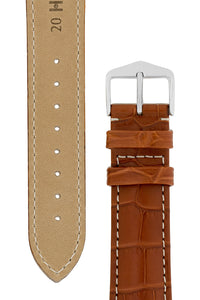 Hirsch Connoisseur Genuine Alligator Watch Strap in Gold Brown (Tapers & Buckle)