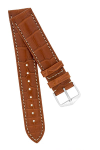 Hirsch Connoisseur Genuine Alligator Watch Strap in Gold Brown