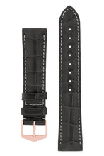 Load image into Gallery viewer, Hirsch Connoisseur Genuine Alligator Watch Strap in Grey (with Polished Rose Gold Steel H-Tradition Buckle)