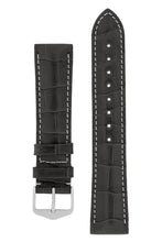 Load image into Gallery viewer, Hirsch Connoisseur Genuine Alligator Watch Strap in Grey (with Polished Silver Steel H-Tradition Buckle)