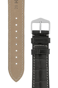 Hirsch Connoisseur Genuine Alligator Watch Strap in Grey (Tapers & Buckle)