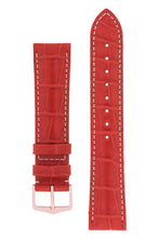 Load image into Gallery viewer, Hirsch Connoisseur Genuine Alligator Watch Strap in Red (with Polished Rose Gold Steel H-Tradition Buckle)