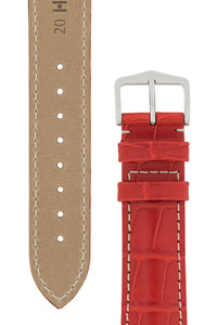 Hirsch Connoisseur Genuine Alligator Watch Strap in Red (Tapers & Buckle)