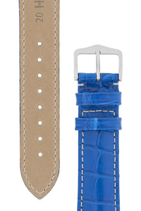 Hirsch Connoisseur Genuine Alligator Watch Strap in Royal Blue (Tapers & Buckle)
