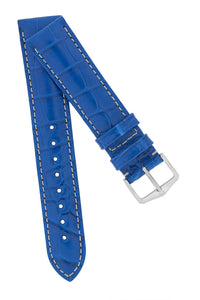 Hirsch Connoisseur Genuine Alligator Watch Strap in Royal Blue