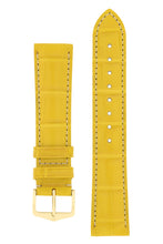 Load image into Gallery viewer, Hirsch Connoisseur Genuine Alligator Watch Strap in Yellow (with Polished Gold Steel H-Tradition Buckle)