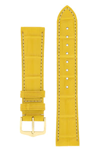 Hirsch Connoisseur Genuine Alligator Watch Strap in Yellow (with Polished Gold Steel H-Tradition Buckle)