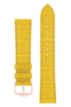 Load image into Gallery viewer, Hirsch Connoisseur Genuine Alligator Watch Strap in Yellow (with Polished Rose Gold Steel H-Tradition Buckle)