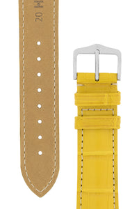 Hirsch Connoisseur Genuine Alligator Watch Strap in Yellow (Tapers & Buckle)