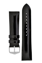 Load image into Gallery viewer, Hirsch Diva Glossy Lacquered Ladies Leather Watch Strap in Black (with Polished Silver Steel H-Standard Buckle)