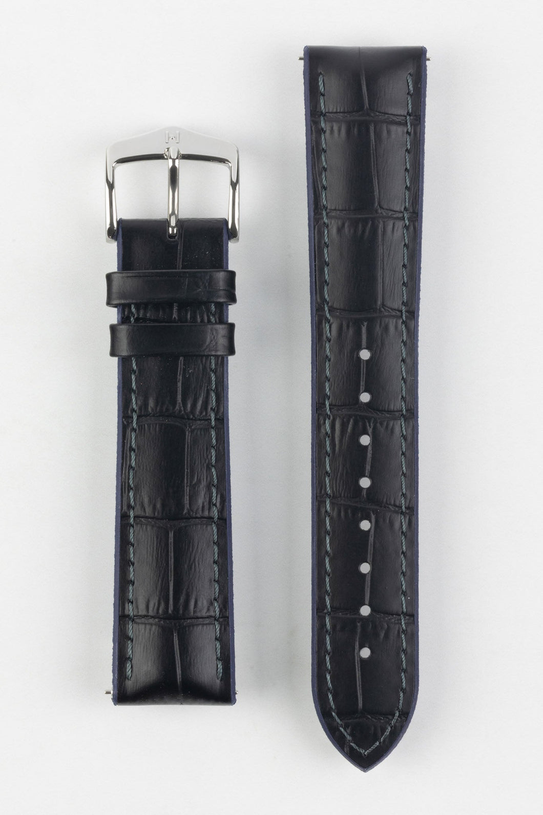 Hirsch ANDY Alligator Embossed Performance Watch Strap in BLACK / BLUE