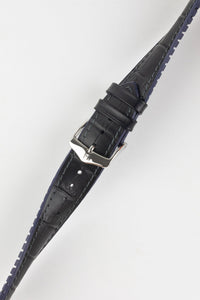 Hirsch ANDY Alligator Embossed Performance Watch Strap in BLACK / BLUE