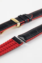 Load image into Gallery viewer, Hirsch ANDY Alligator Embossed Performance Watch Strap in BLACK / RED