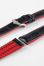 Load image into Gallery viewer, Hirsch ANDY Alligator Embossed Performance Watch Strap in BLACK / RED