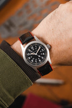 Load image into Gallery viewer, Hirsch ANDY Alligator print leather and rubber Watch Strap in BLACK / RED 24 mm