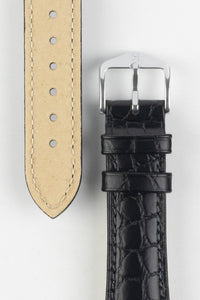 Hirsch ARISTOCRAT Crocodile Embossed Leather Watch Strap BLACK