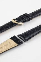 Load image into Gallery viewer, Hirsch ARISTOCRAT Crocodile Embossed Leather Watch Strap BLACK