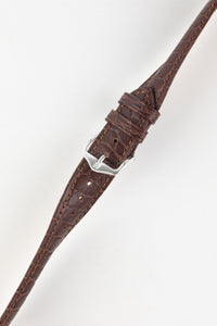 Hirsch ARISTOCRAT Crocodile Embossed Brown Leather Watch Strap