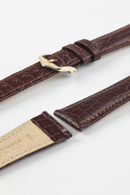 Load image into Gallery viewer, Hirsch ARISTOCRAT Crocodile Embossed Brown Leather Watch Strap