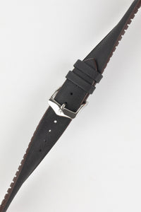 Hirsch ARNE Sailcloth Effect Performance Watch Strap BLACK / BROWN