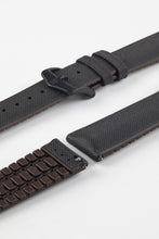 Load image into Gallery viewer, Hirsch ARNE Sailcloth Effect Performance Watch Strap BLACK / BROWN