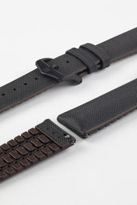 Hirsch ARNE Sailcloth Effect Performance Watch Strap BLACK / BROWN