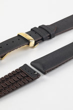 Load image into Gallery viewer, Hirsch ARNE Sailcloth Effect Performance Watch Strap BLACK / BROWN