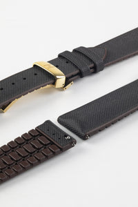 Hirsch ARNE Sailcloth Effect Performance Watch Strap BLACK / BROWN