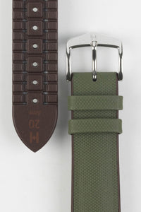 Hirsch ARNE Sailcloth Effect Performance Watch Strap in GREEN/BROWN