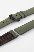 Load image into Gallery viewer, Hirsch ARNE Sailcloth Effect Performance Watch Strap in GREEN/BROWN