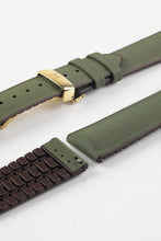 Load image into Gallery viewer, Hirsch ARNE Sailcloth Effect Performance Watch Strap in GREEN/BROWN