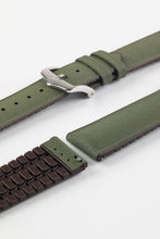 Load image into Gallery viewer, Hirsch ARNE Sailcloth Effect Performance Watch Strap in GREEN/BROWN