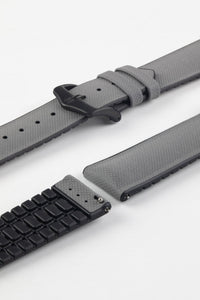 Hirsch ARNE Sailcloth Effect Performance Watch Strap in GREY / BLACK