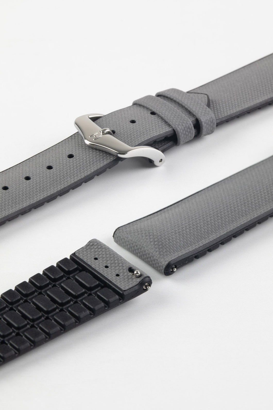 Hirsch ARNE Sailcloth Effect Performance Watch Strap in GREY / BLACK