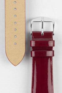 Hirsch DIVA Glossy Ladies Leather Watch Strap in MARSALA burgundy 20 mm
