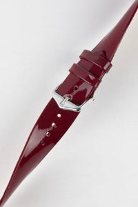 Hirsch DIVA Glossy Ladies Leather Watch Strap in MARSALA burgundy 20 mm