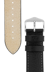 Hirsch Forest Tanned Buffalo Calfskin Leather Watch Strap in Black (Tapers & Buckle)