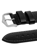 Load image into Gallery viewer, Hirsch Forest Tanned Buffalo Calfskin Leather Watch Strap in Black (Keepers)