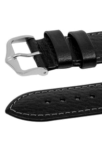 Hirsch Forest Tanned Buffalo Calfskin Leather Watch Strap in Black (Keepers)