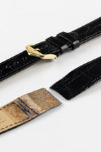 Load image into Gallery viewer, Hirsch Open End GENUINE Crocodile Leather vintage style Watch Strap 18 mm BLACK