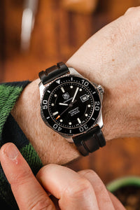 Hirsch HEVEA Natural Rubber Waterproof Watch Strap in BLACK 20 mm & 22 mm